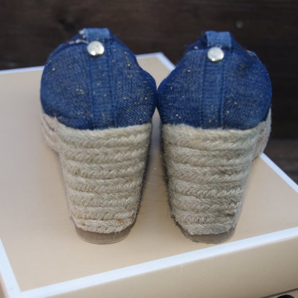 MICHAEL KORS Mercedes Denim Espadrille Wedge Shoes - Picture 7 of 7